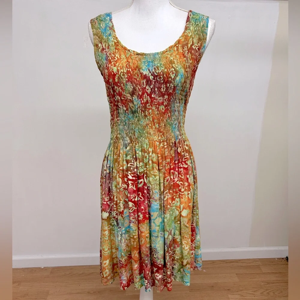 Go Fish Sleeveless Batik Dress Size Medium